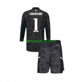 Camisolas de futebol Real Madrid Courtois 1 Guarda Redes Criança Equipamento 3ª 2022/23 Manga Comprida